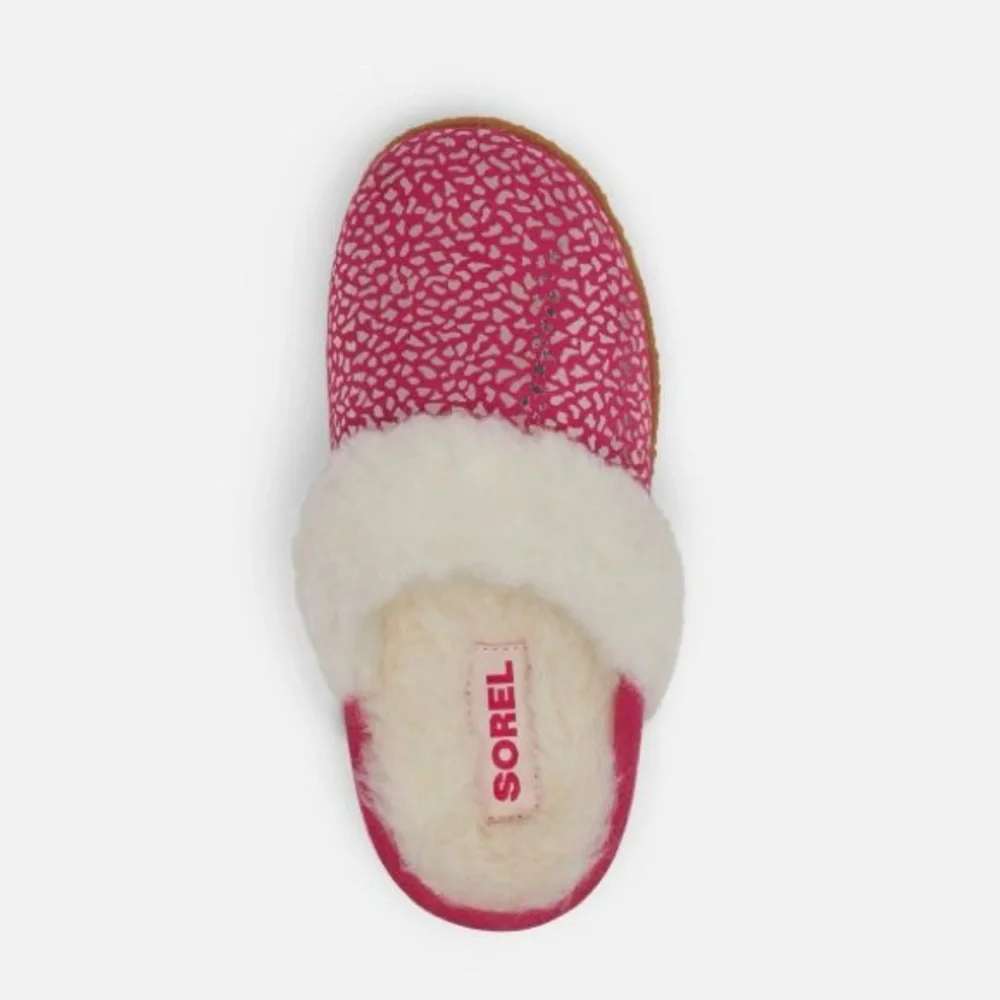 Sorel‎ Nakiska Slide II Faux Fur Slippers Youth Size 6/EU 38 - Cactus Pink - NWB